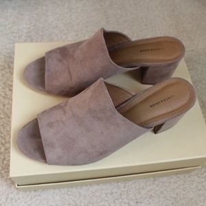 Suede Peep Toe Heel Slip On Mules Chunky Suede Shoes Size 10
